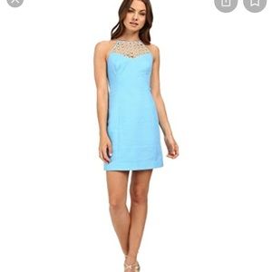 NWT Lilly Pulitzer blue and gold shift dress